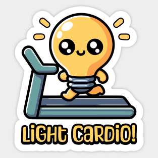 Light Cardio! Cute Lightbulb Exercise Pun Sticker